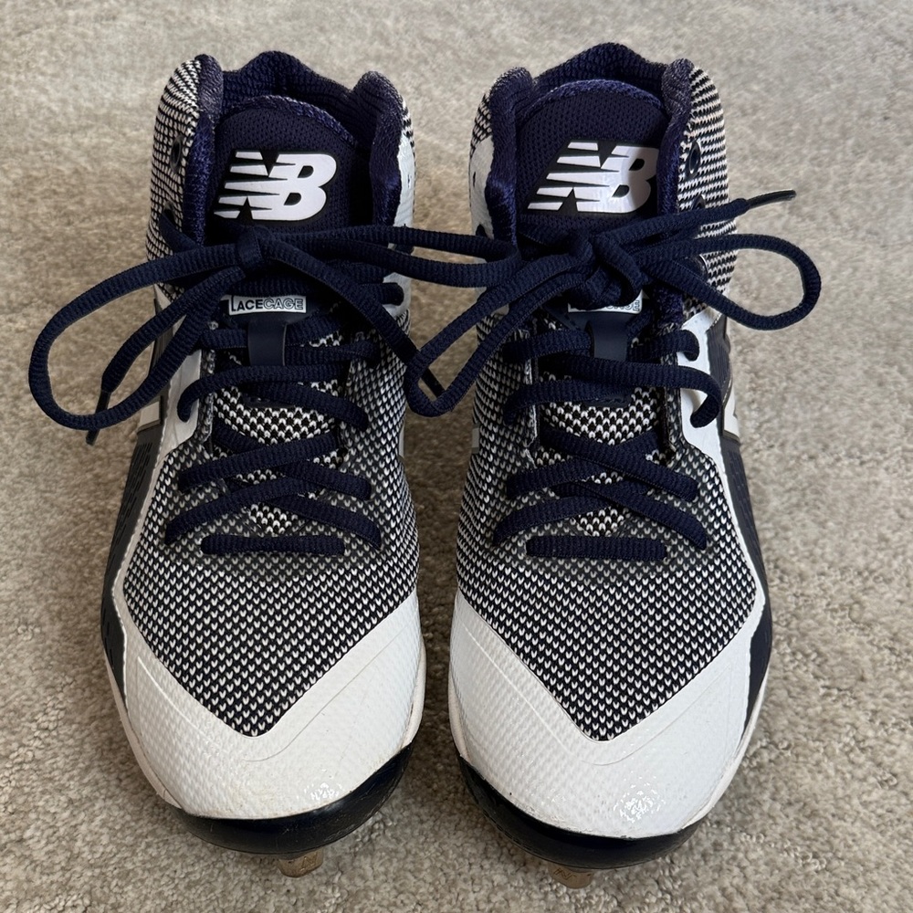 New Balance Kids' Navy and White PM4040v4 Molded Baseball Shoe